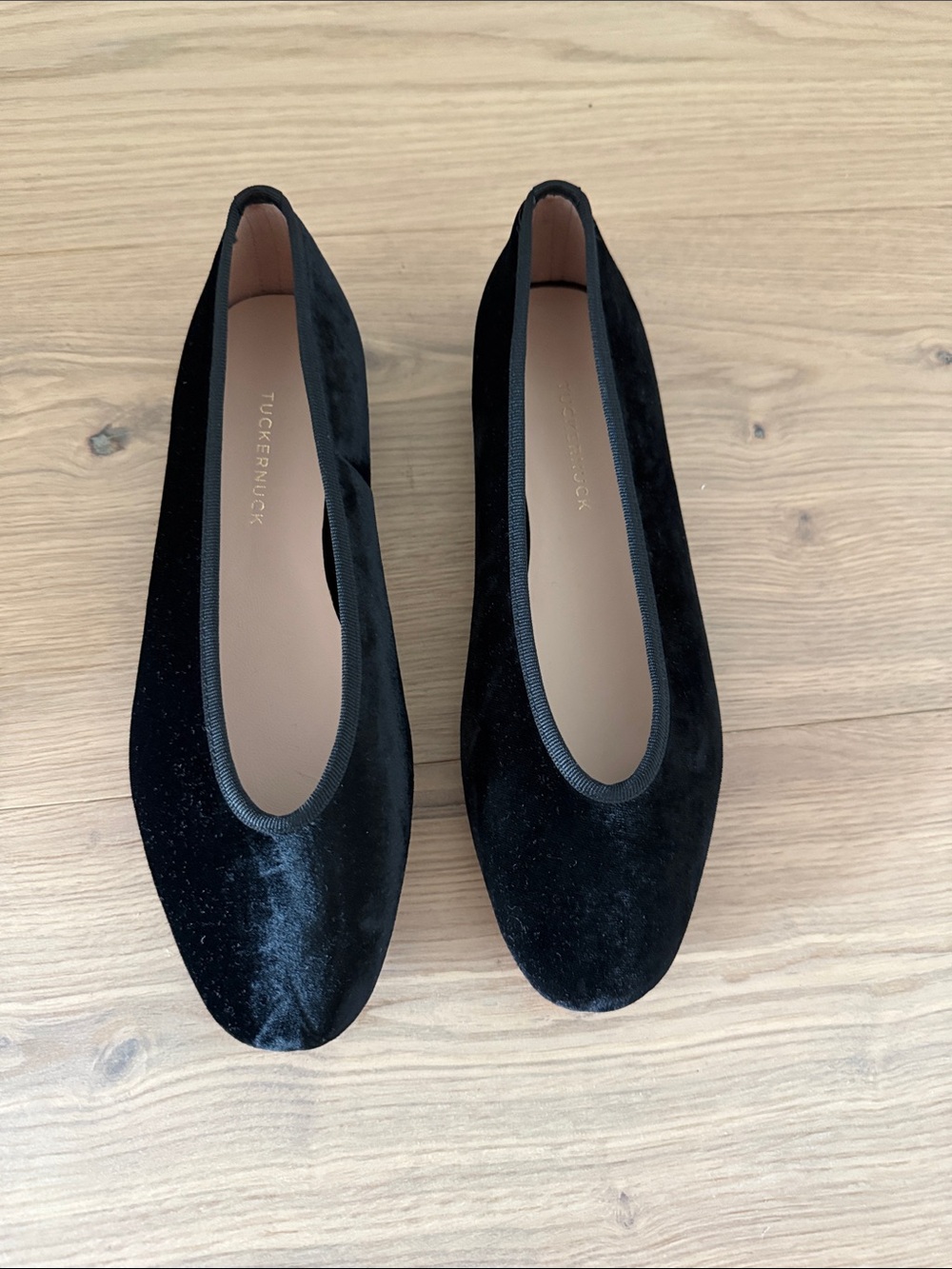 Tuckerneck Black Velvet Ballet Flats